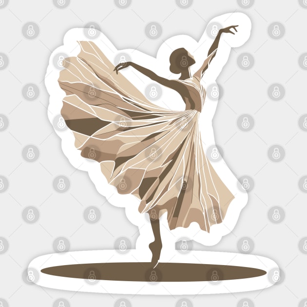 Beautiful ballerina in a golden dress, ballerina vector illustration, tiptoe pose, ballet performer Sticker by Nora Liak